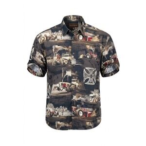 Bit & Bridle Men's 3X Tractor Pull Graphic Shirt Short Sleeve Button Up Cotton